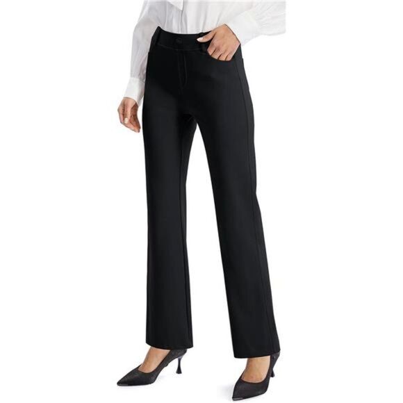 Stretchy straight leg work pants for women, perfect for office or